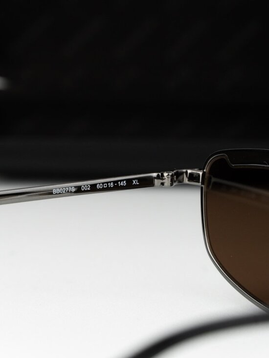 Balenciaga Women Sunglasses Ruthenium Brown Rectangle BB0277S 002 NEW AUTHENTIC